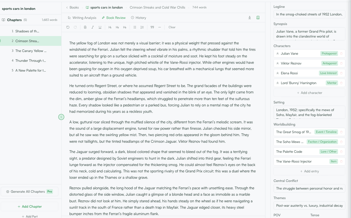 The WordWriter book editor